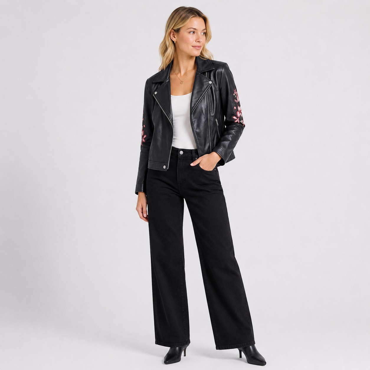 Guess - Los Angeles L Black Moto Leather Jacket - Image 1
