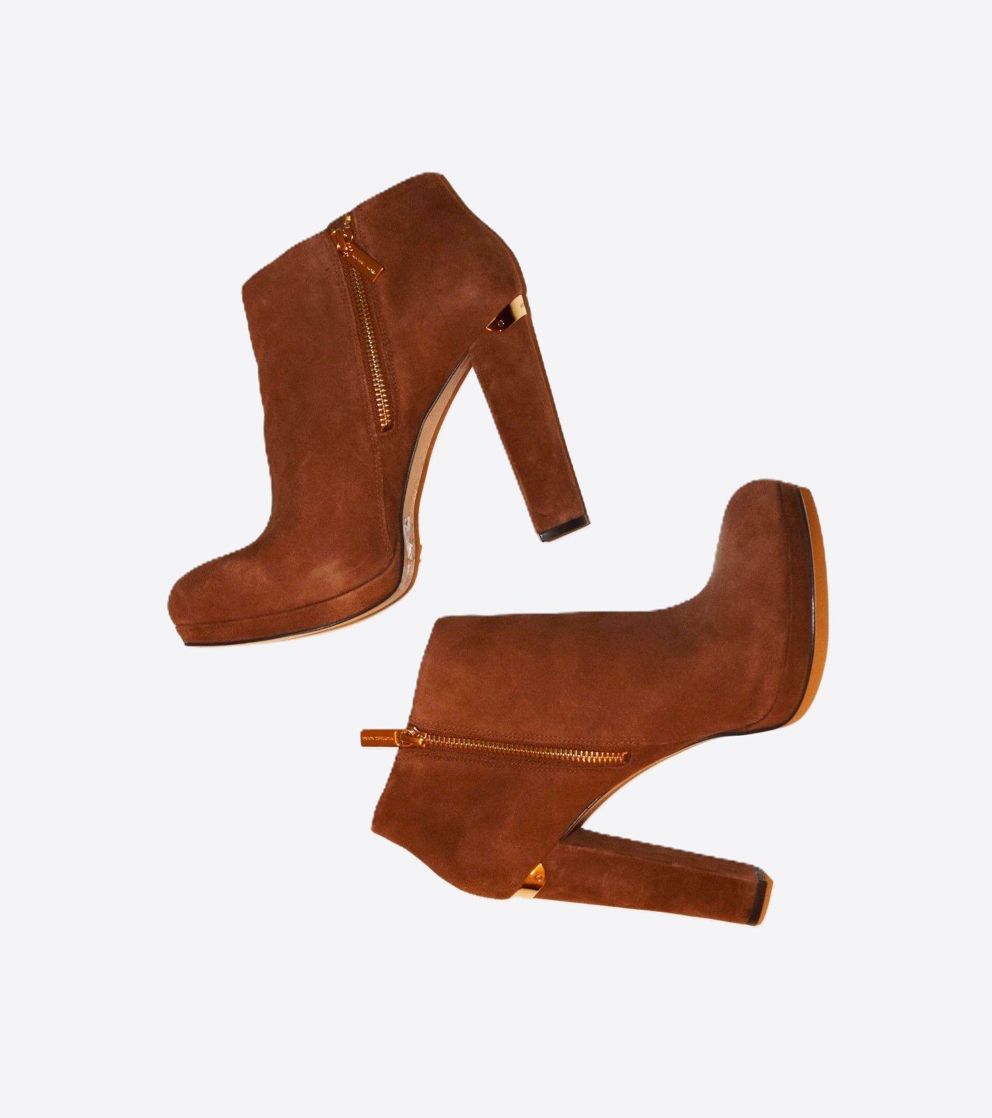 Michael Kors - Platform Heels Ankle Boots Brown Suede - Image 1