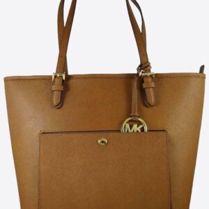 Michael Kors - Saffiano Brown Leather Jet Set Medium Tote