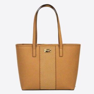 Michael Kors - Tan Travel Tote Acorn Microstud Stripe Gold