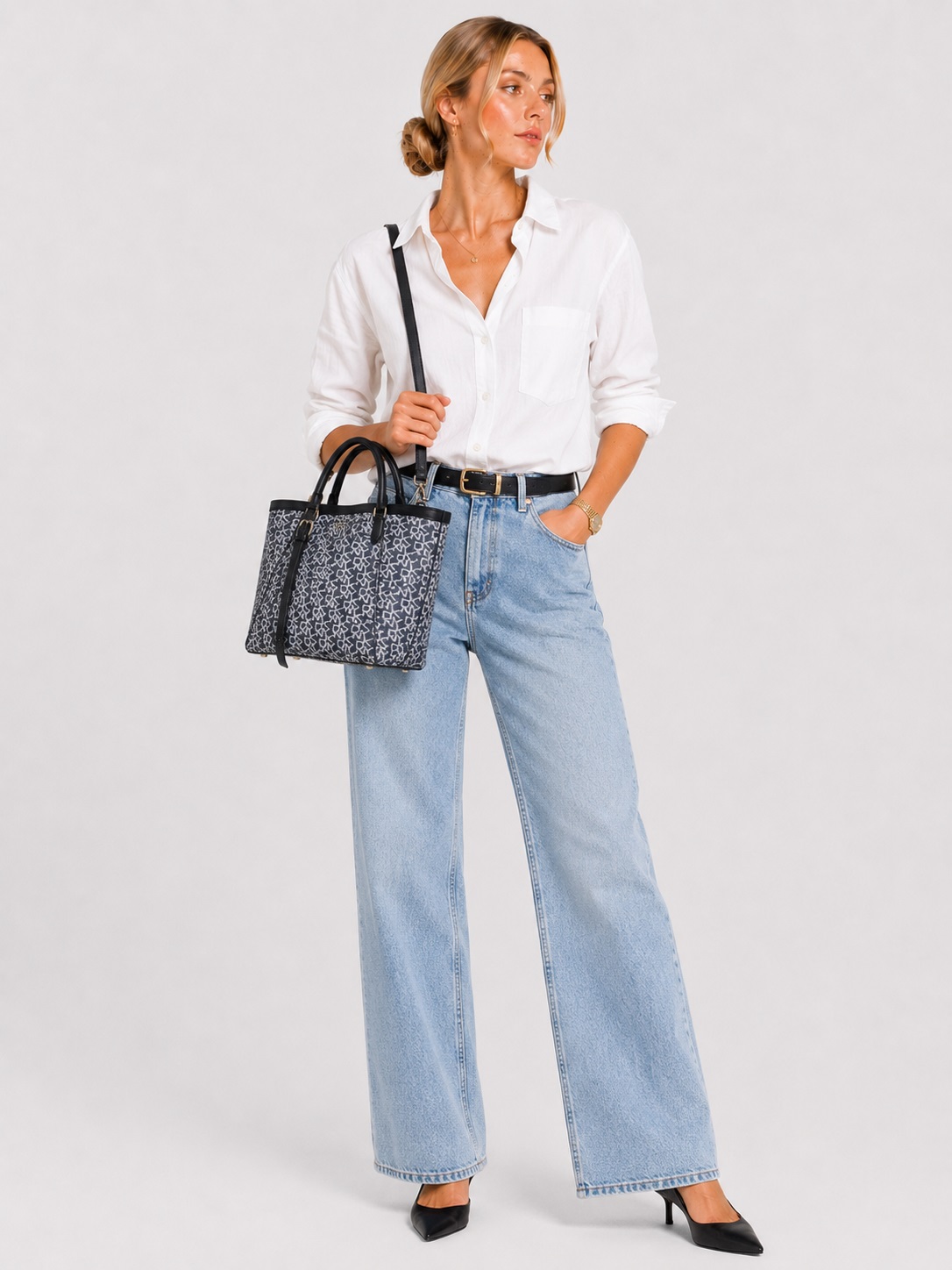 DKNY - Town & Country Navy-Black Vintage PU Tote - Image 1