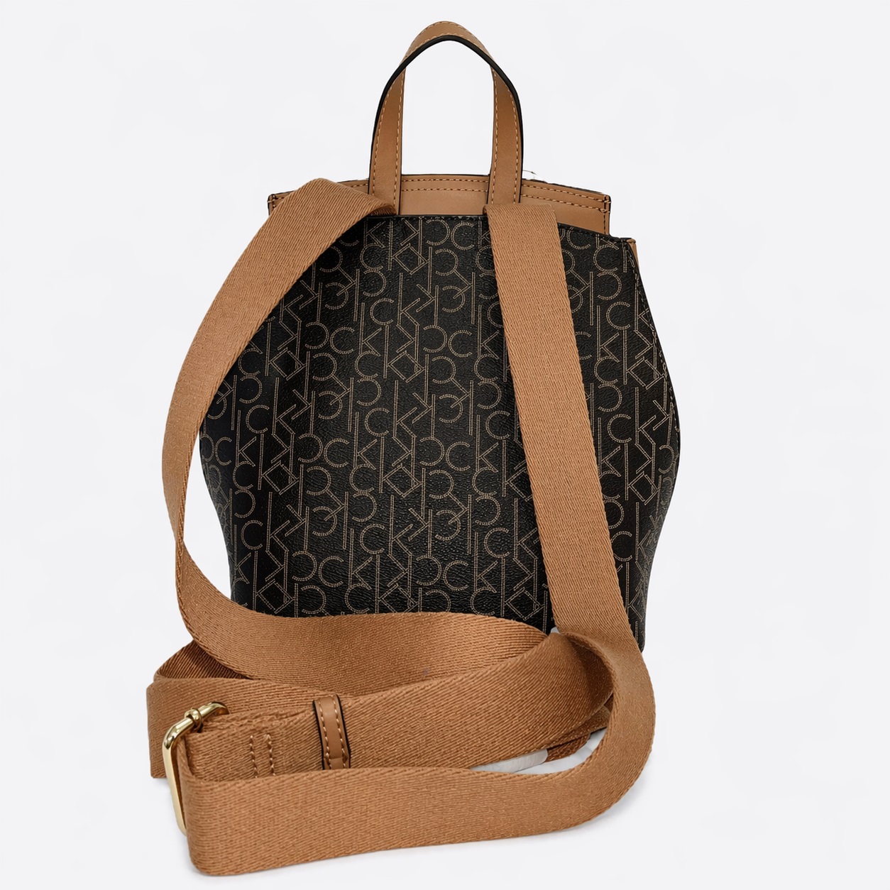 Calvin Klein – Brown Logo Straps Backpack - Image 2