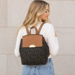 Calvin Klein – Brown Logo Straps Backpack