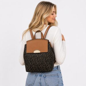 Calvin Klein – Brown Logo Straps Backpack