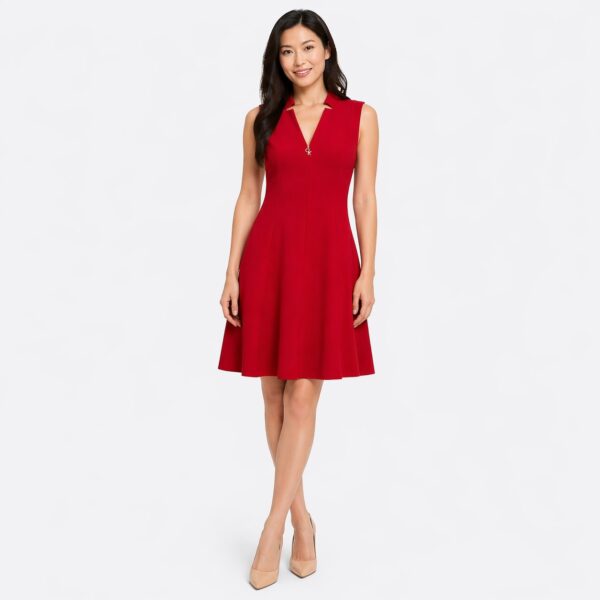 Calvin Klein - Collared V-Neck Front Zipper Dress - Image 6