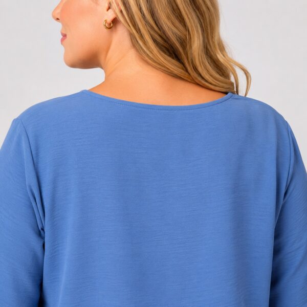 Adrianna Papell - Blue V-Neck Tie Front Woven Top - Image 4