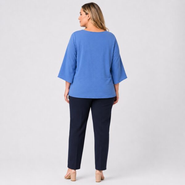 Adrianna Papell - Blue V-Neck Tie Front Woven Top - Image 5
