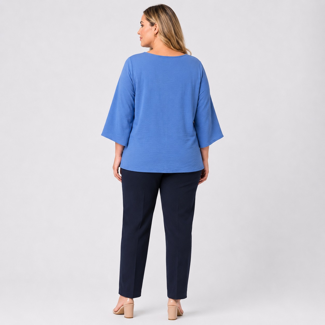 Adrianna Papell - Blue V-Neck Tie Front Woven Top - Image 5