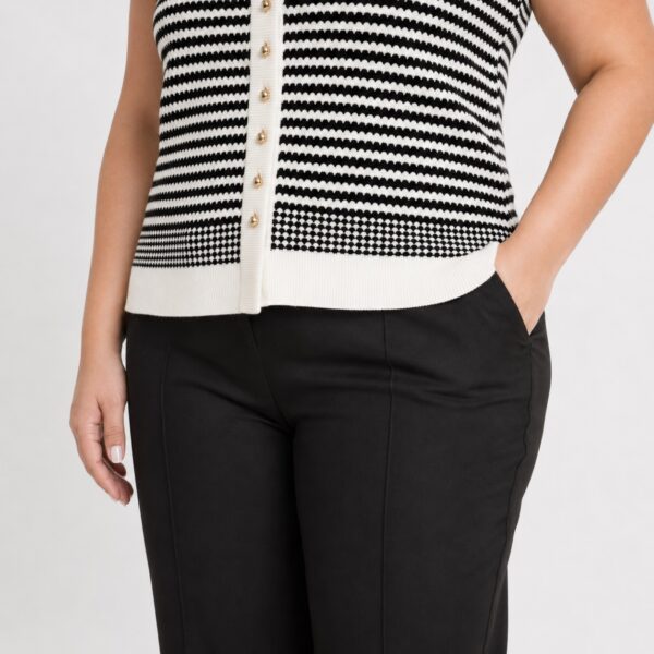 Adrianna Papell - Ivory-Black Sleeveless Sweater Vest - Image 3