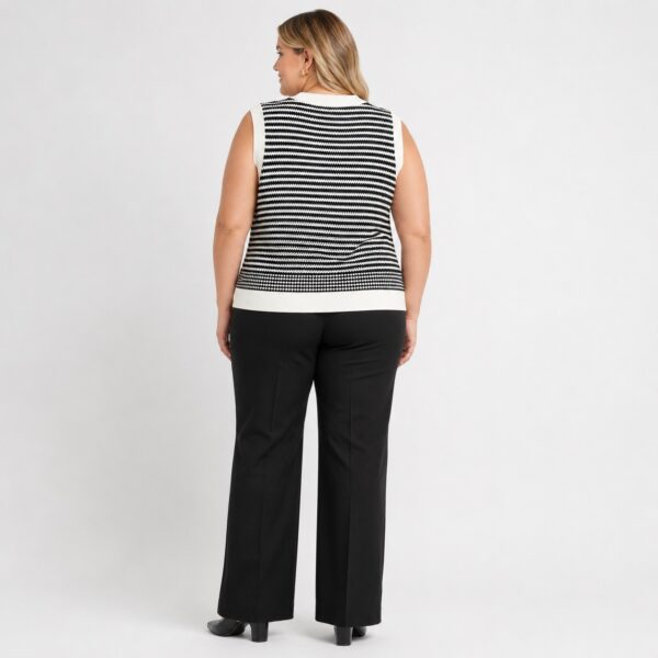 Adrianna Papell - Ivory-Black Sleeveless Sweater Vest - Image 5
