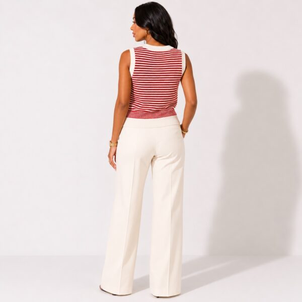 Adrianna Papell - Ivory-Red Sleeveless Sweater Vest - Image 5