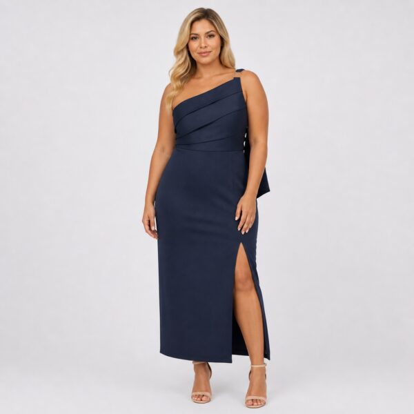 Adrianna Papell – Dark Navy One-Shoulder Dress - Image 1