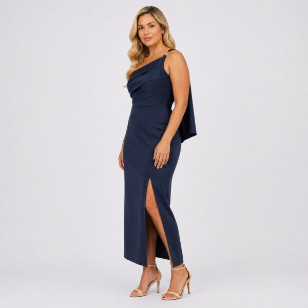 Adrianna Papell – Dark Navy One-Shoulder Dress - Image 2