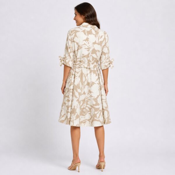Calvin Klein - Beige-White 3/4 Sleeve Floral Dress - Image 2