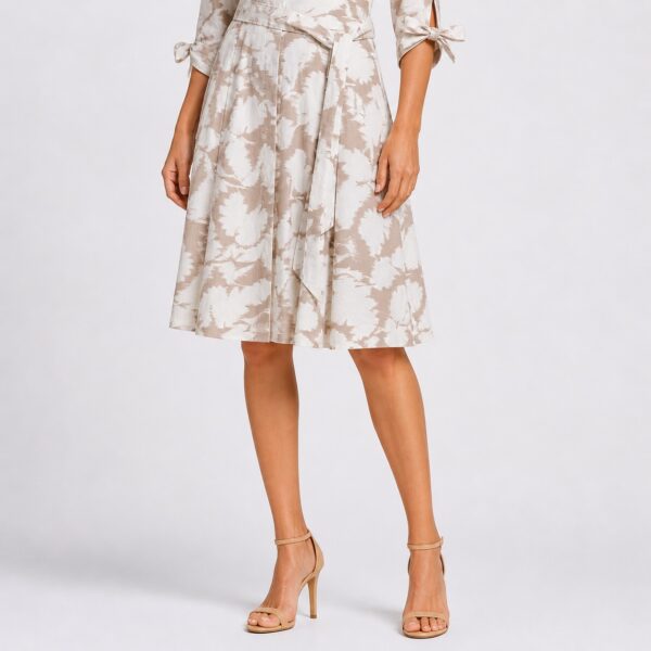 Calvin Klein - Beige-White 3/4 Sleeve Floral Dress - Image 5