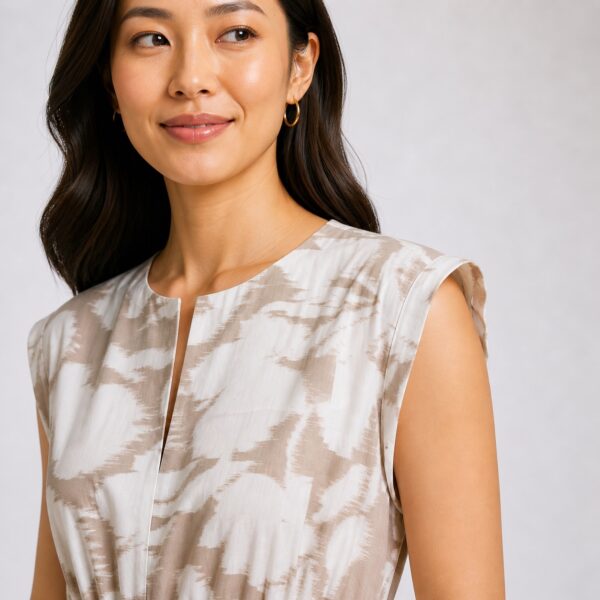 Calvin Klein - Beige-White Floral Sleeveless Dress - Image 4