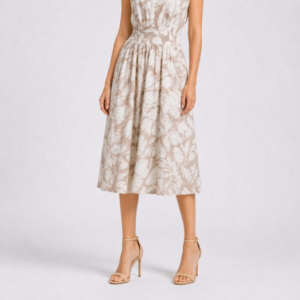 Calvin Klein - Beige-White Floral Sleeveless Dress - Image 5