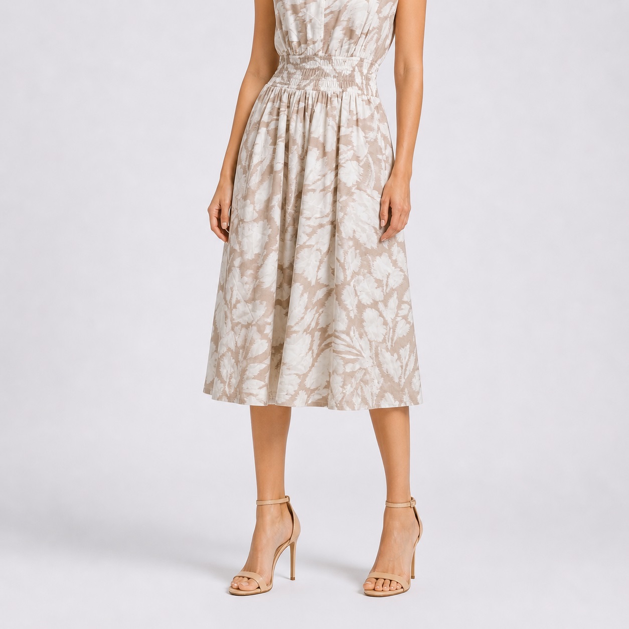 Calvin Klein - Beige-White Floral Sleeveless Dress - Image 5