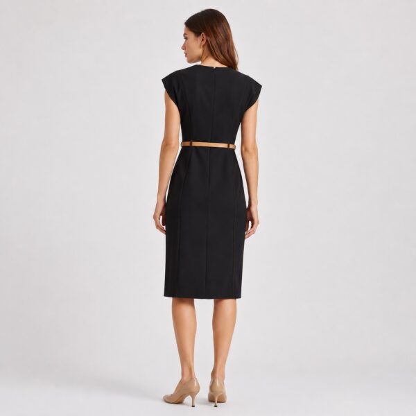 Calvin Klein - Black Belted Cap Sleeve Dress - Image 2