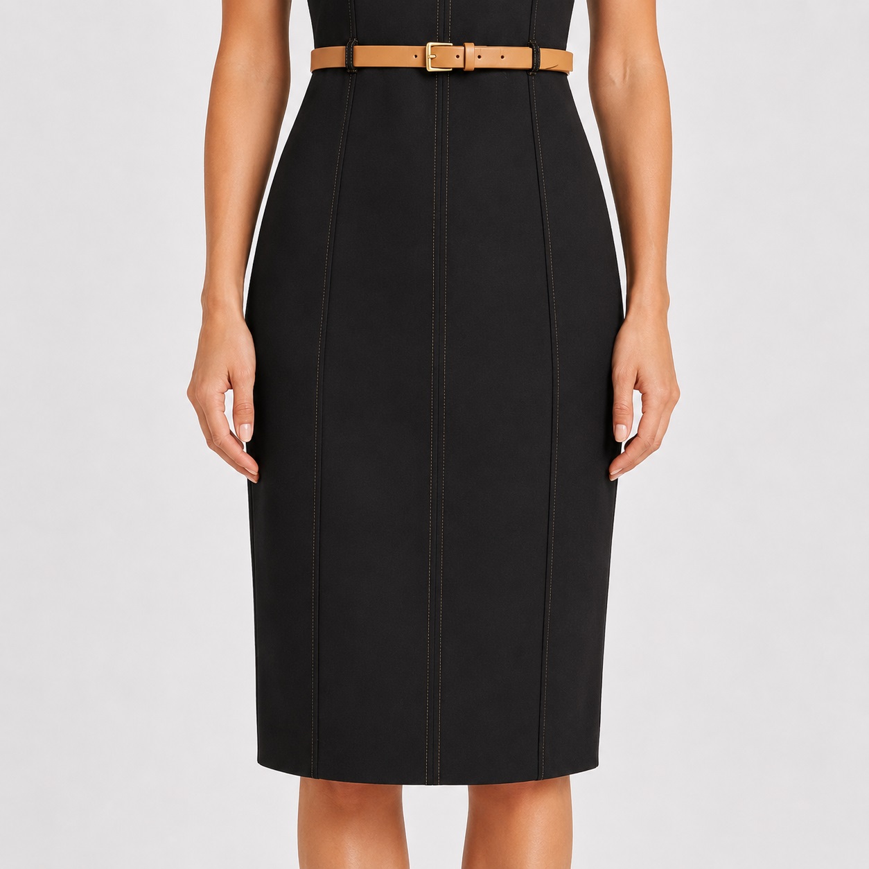 Calvin Klein - Black Belted Cap Sleeve Dress - Image 5