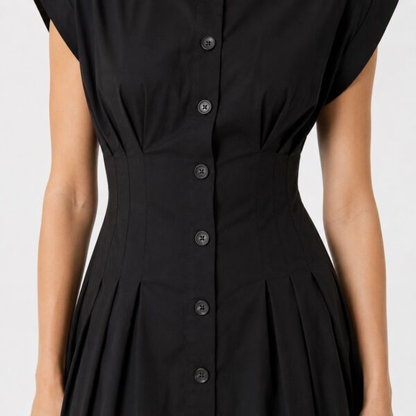 Calvin Klein - Black Button-Down Cap Sleeves Dress - Image 4