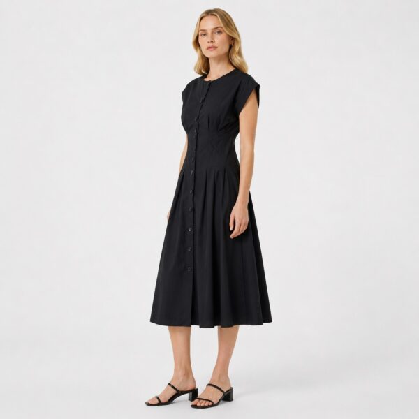 Calvin Klein - Black Button-Down Cap Sleeves Dress - Image 6