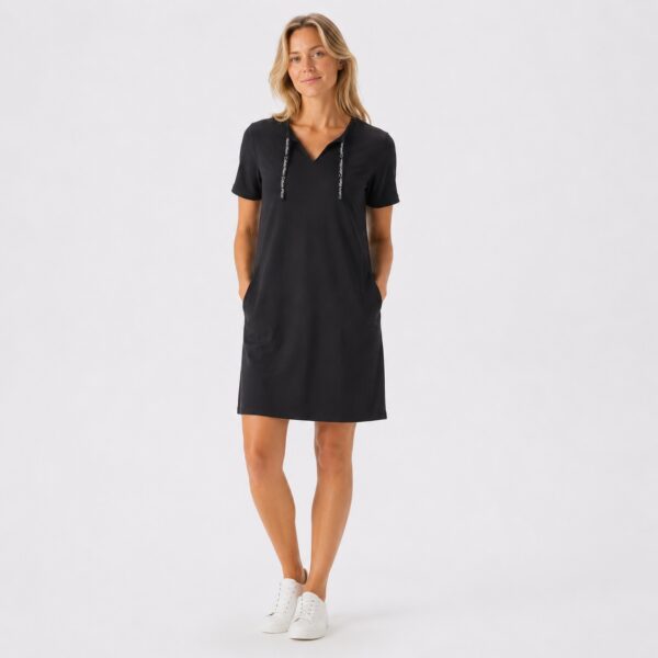 Calvin Klein - Black Signature Stripe T-Shirt Dress - Image 1