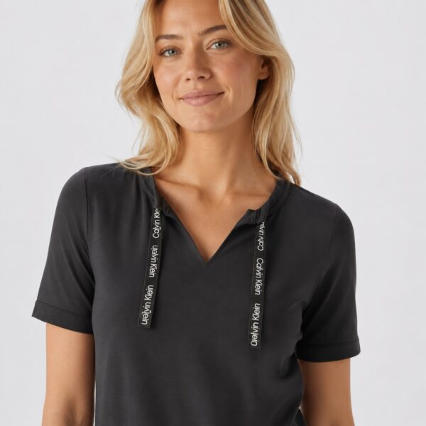 Calvin Klein - Black Signature Stripe T-Shirt Dress - Image 3
