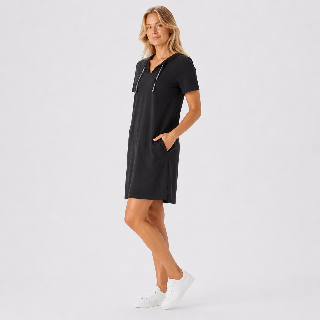 Calvin Klein - Black Signature Stripe T-Shirt Dress - Image 6