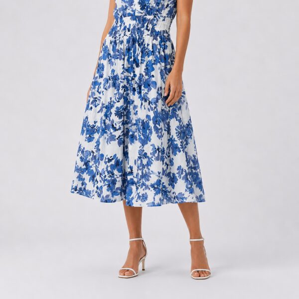 Calvin Klein Blue-White Sleeveless Floral Dress Calvin Klein Blue-White Sleeveless Floral Dress