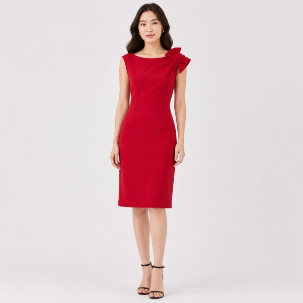 Calvin Klein - Boat Neck Shoulder Bow Dress - Image 1