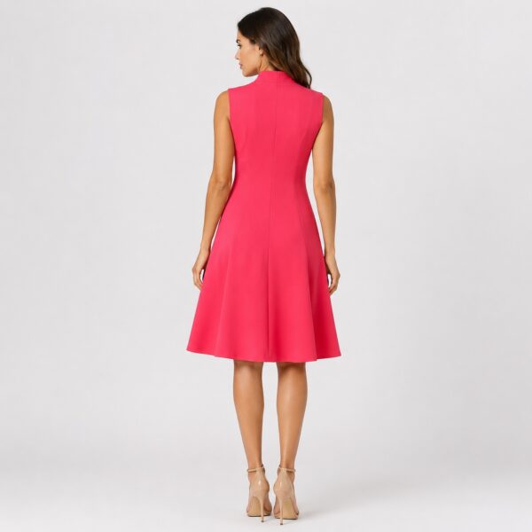 Calvin Klein - Coral V-Neck Hidden Front Zipper Dress - Image 2