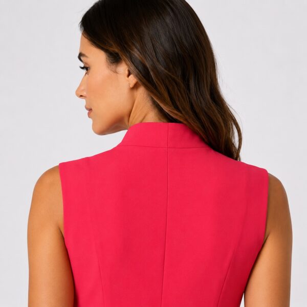 Calvin Klein - Coral V-Neck Hidden Front Zipper Dress - Image 4