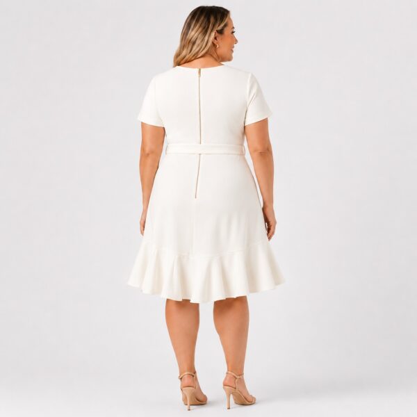 Calvin Klein - Cream White Ruffled Belted Dress - Image 2