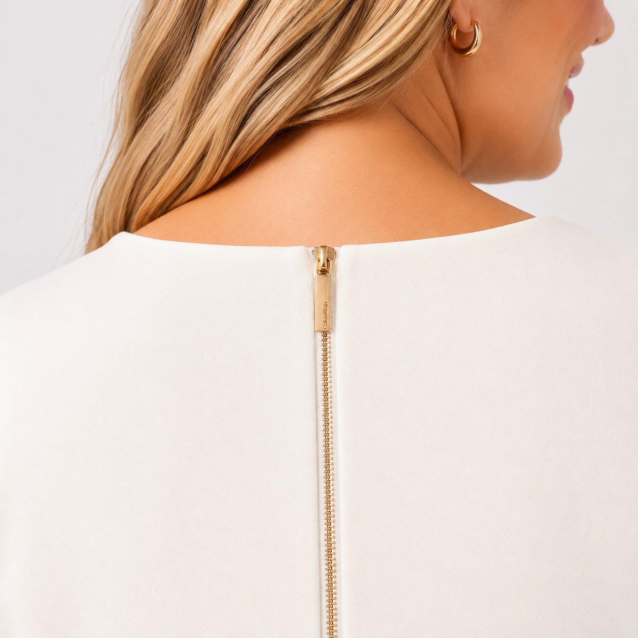Calvin Klein - Cream White Ruffled Belted Dress - Image 5