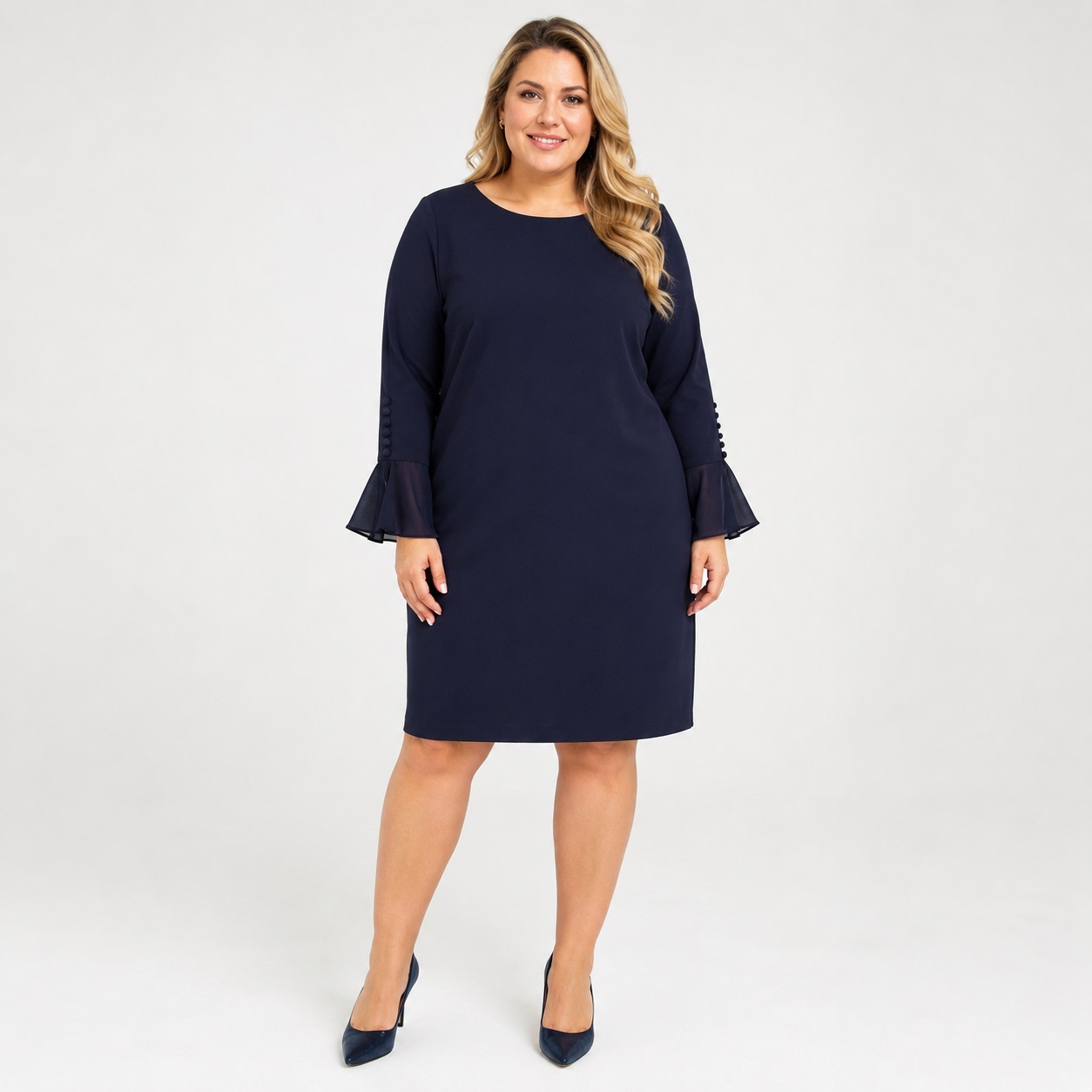 Calvin Klein - Indigo Long Sleeve Beck Zipper Dress - Image 1