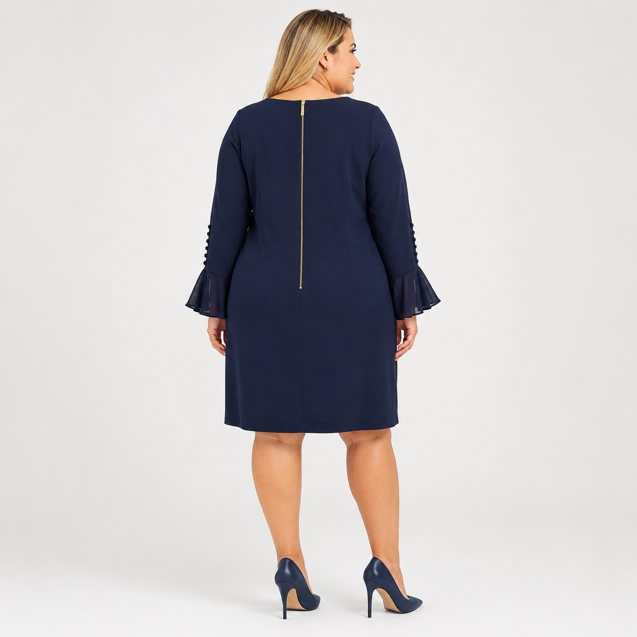 Calvin Klein - Indigo Long Sleeve Beck Zipper Dress - Image 2