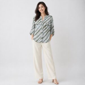 Calvin Klein - Plaid Multicolor 3/4 Sleeves Blouse