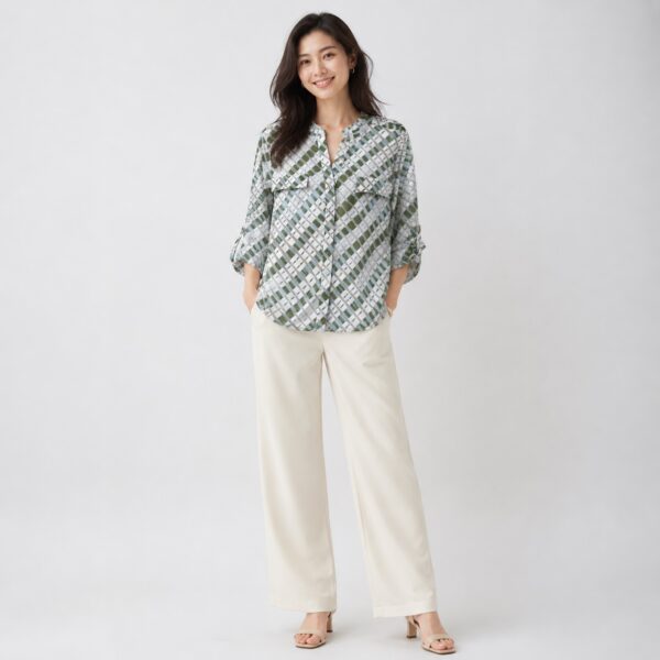 Calvin Klein - Plaid Multicolor 3/4 Sleeves Blouse - Image 1