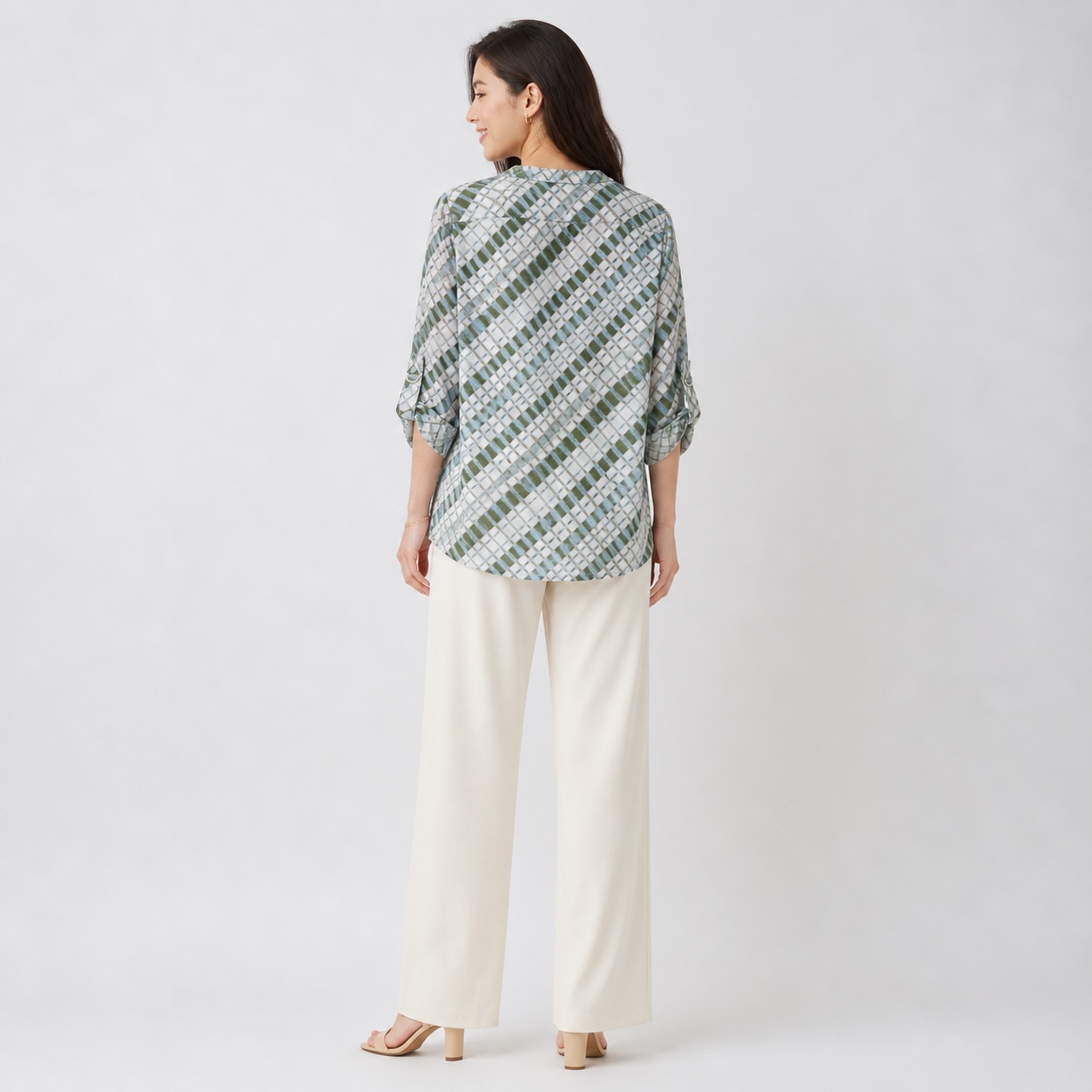 Calvin Klein - Plaid Multicolor 3/4 Sleeves Blouse - Image 2