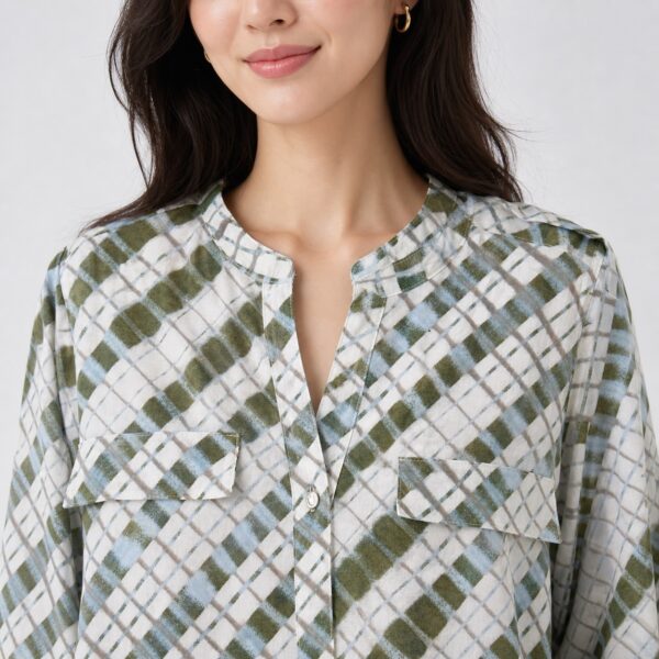 Calvin Klein - Plaid Multicolor 3/4 Sleeves Blouse - Image 3