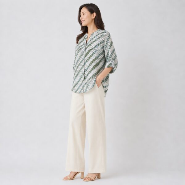 Calvin Klein - Plaid Multicolor 3/4 Sleeves Blouse - Image 6