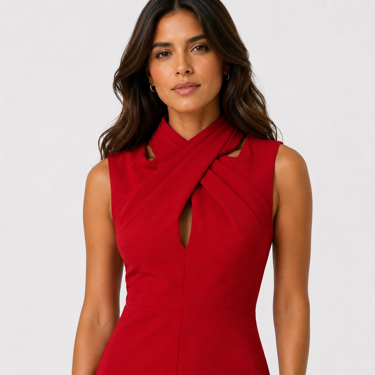 Calvin Klein - Red Criss-Cross Neckline Sleeveless Dress - Image 3