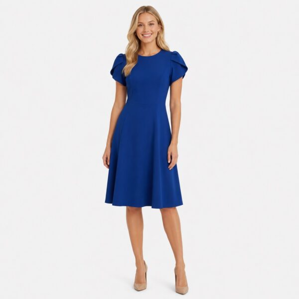 Calvin Klein - Scuba Crepe Short Sleeves A-line Dress - Image 1
