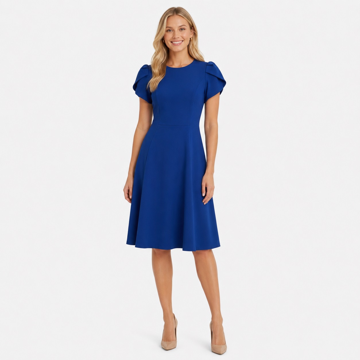 Calvin Klein - Scuba Crepe Short Sleeves A-line Dress - Image 1