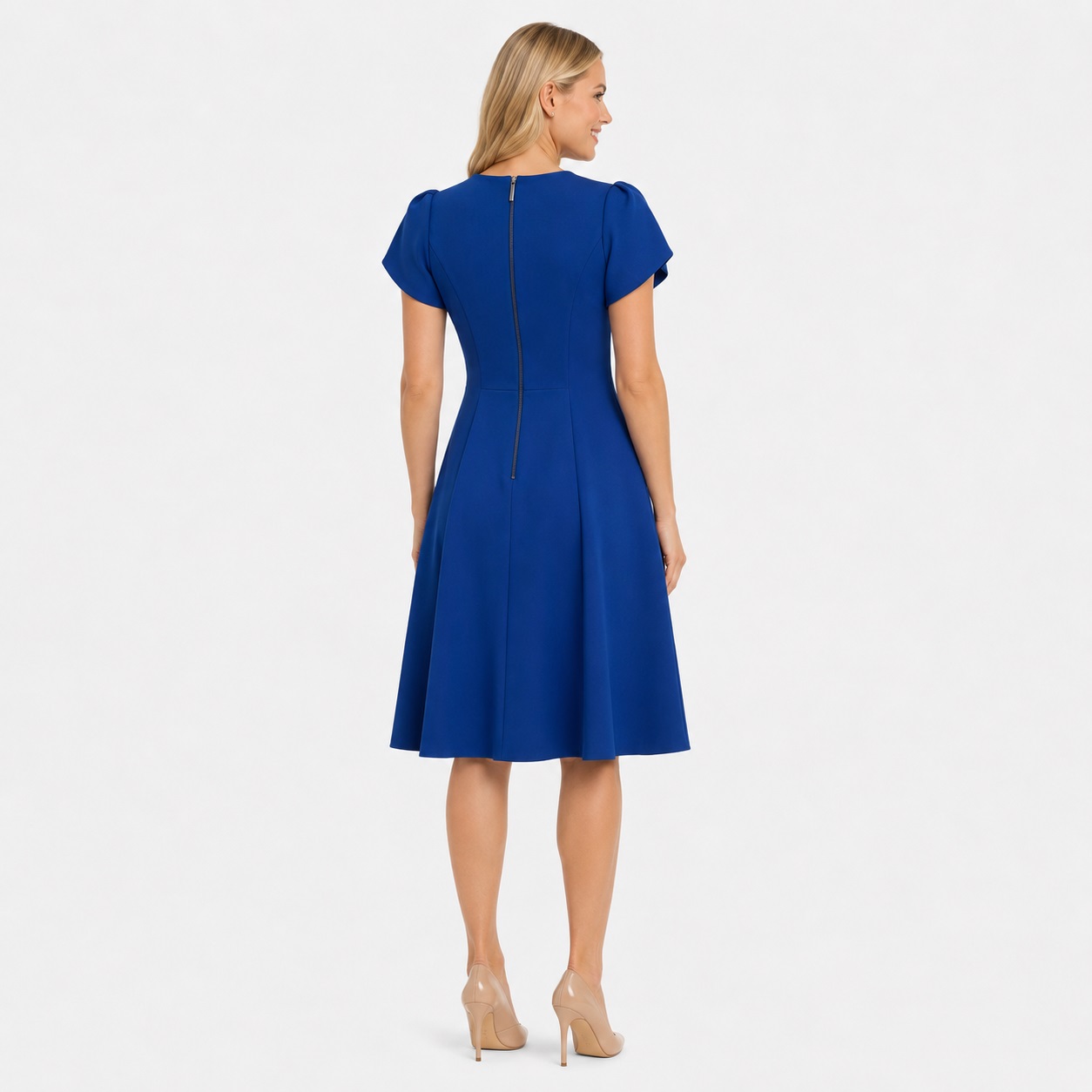Calvin Klein - Scuba Crepe Short Sleeves A-line Dress - Image 2