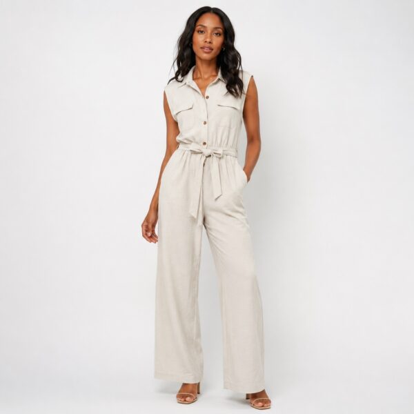 Calvin Klein - Sleeveless Button-Down Jumpsuit - Image 1