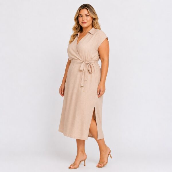 DKNY - Beige Sleeveless Foldover Dress PD5W1H19 - Image 6