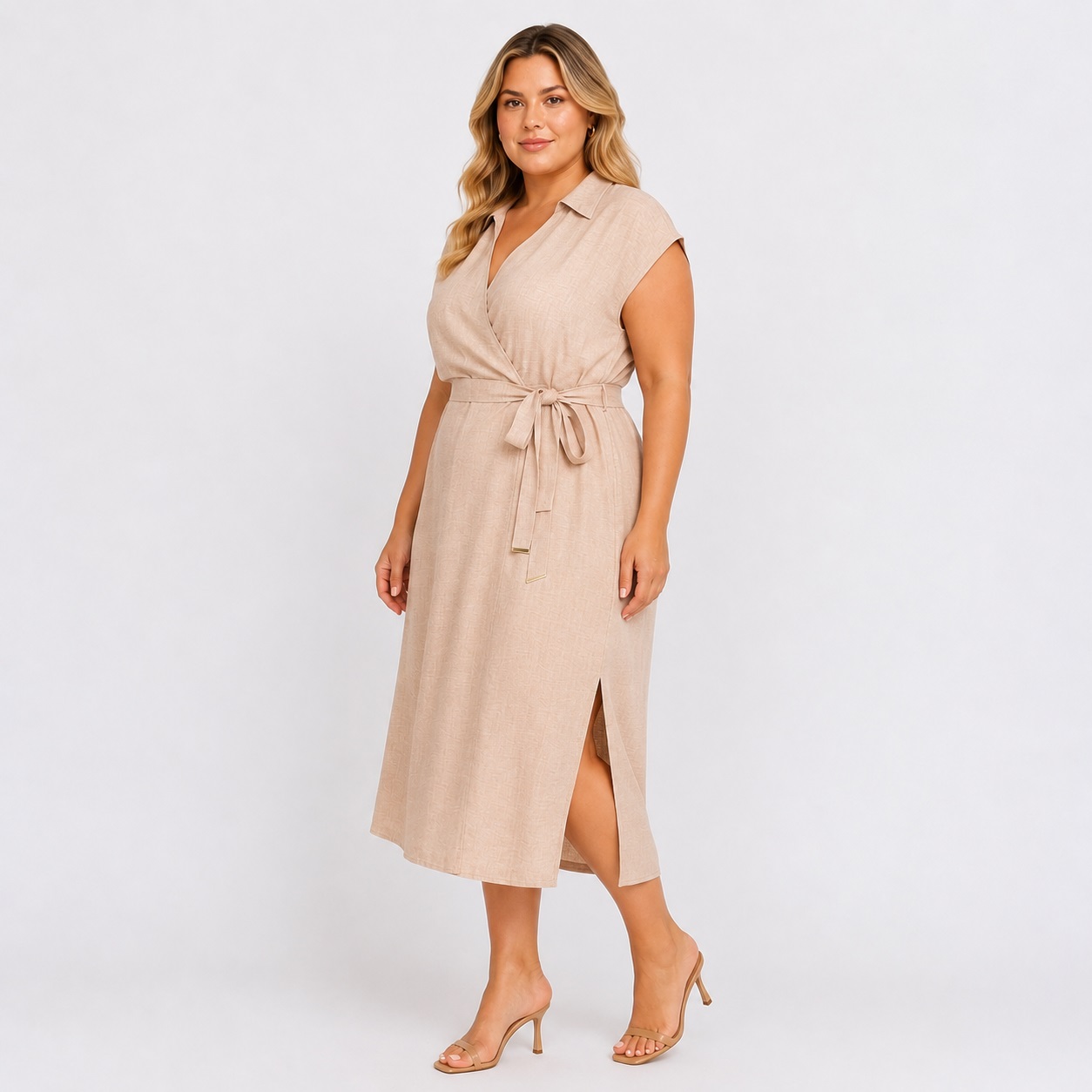 DKNY - Beige Sleeveless Foldover Dress PD5W1H19 - Image 6