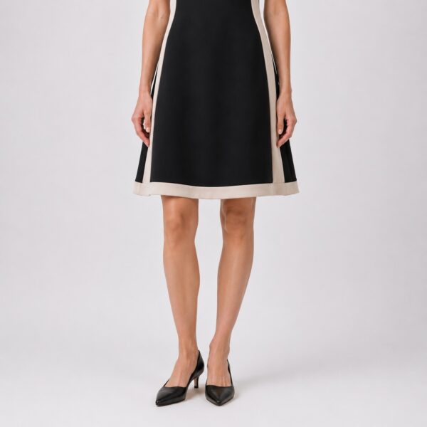 DKNY - Black-Beige Sleeveless Boat Neck Dress - Image 4